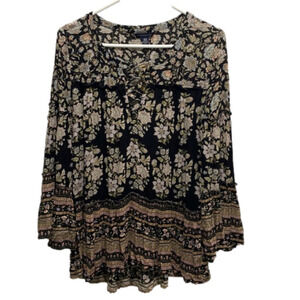 American Eagle Outfitters Bohemian Floral Bell Sleeve Blouse XS NWT Bin P